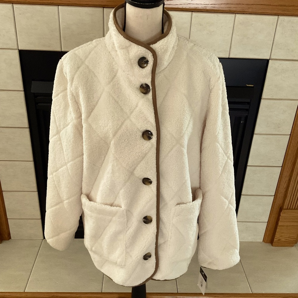 NWT Lauren Ralph Lauren Quilted Faux Sherpa Jacket, Women’s Sz L